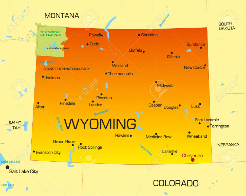 Wyoming-clipart-4446039-Vector-color-map-of-Wyoming-state-Usa-Stock ...